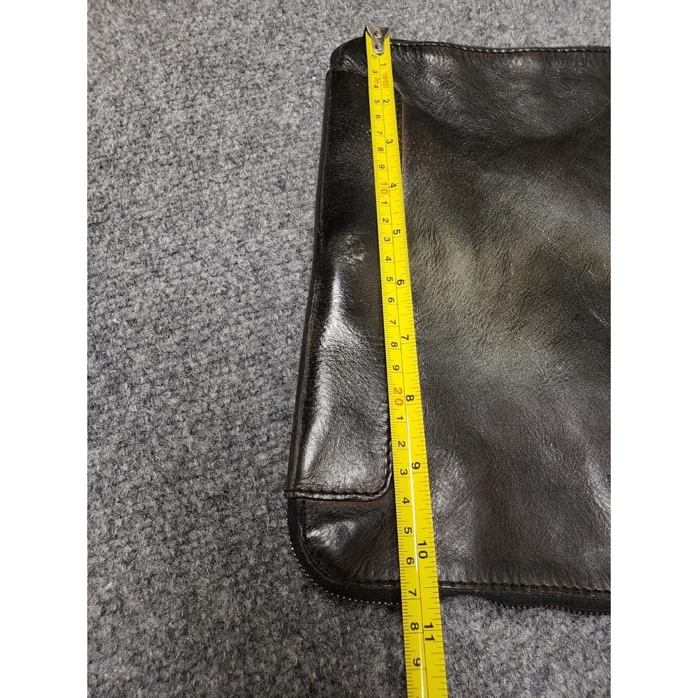 Lavorazione Artigianale Men Leather Clutch Bag Shinny Black Zip Lined Outdoor